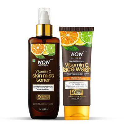 WOW Skin Science Vitamin C Face Wash Tube with Vitamin C Mist Toner Combo - Net Vol 300mL