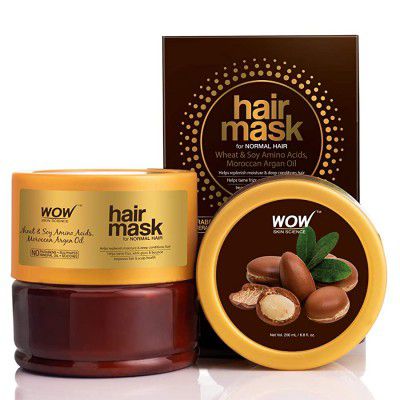 WOW Skin Science Wheat & Soy Amino Acids Moroccan Argan Oil Hair Mask for Normal Hair 200mL