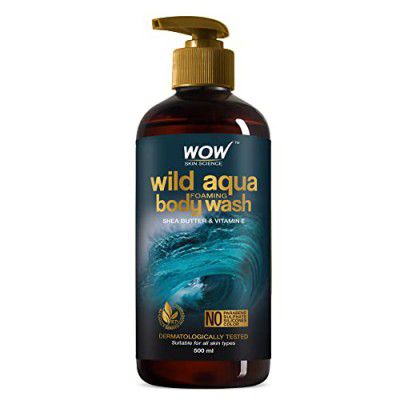 Wow Skin Science Wild Aqua Foaming Body Wash - No Parabens, Sulphate, Silicones & Color, 500mL