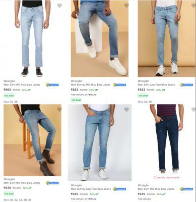 Wrangler Mens Jeans Starts @863 | Upto 75% Off