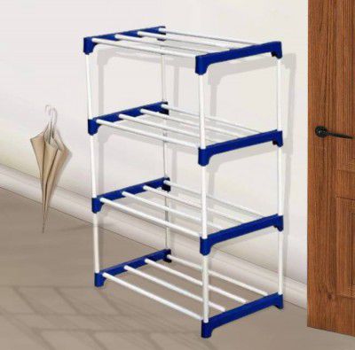 wrt 4 layer multiporpose hard pvc pipe shoe rack PVC Collapsible Wardrobe  (Finish Color - blue, DIY(Do-It-Yourself))