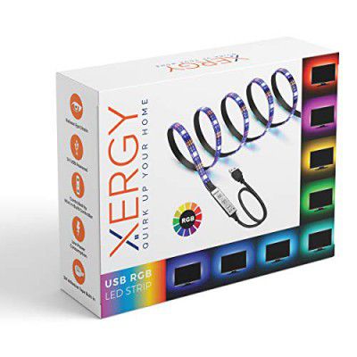 XERGY USB 5V 5050 RGB Led Flexible Strip Light Multi-Color Changing Lighting Kit, Tv Background Lighting with Mini Controller for Tv Pc Laptop Bias Lighting (1 Meter for Tv'S Upto 28") 1 Meter