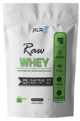 XLR8 Raw Whey Protein Powder Instantised Whey Protein Concentrate 80% - 1 Kg/2.2 Lbs (Unflavored)