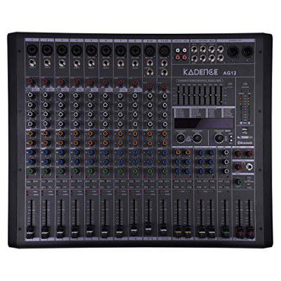 Xtreme Acoustics Powered by Kadence AG12 12 Channel USB Mixer with Dual Effects, Bluetooth & USB Player