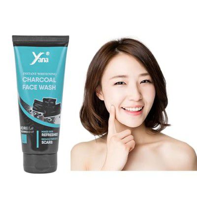 Yana Instant Whitening Activated Charcoal Face Wash for Men & Women, for Acne Pimple & Oil Control, Exfoliate & Detox Oily & Dry Skin, Purify & Clean Blackhead & Unclog Pores Deeply, for All Skin Type