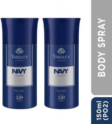 YARDELY LONDON NAVY Masculine Fragrance Deodorant Spray - For Men (300 ml, Pack of 2)