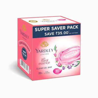 Yardley Clear Gel Bar Iris and Violet - with 99% Pure Glycerin and Natural Floral Oils -125gx3