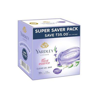 Yardley London Clear Gel Bar Gardenia And Waterlily - With 99% Pure Glycerin And Natural Floral Oils - 125Gx3