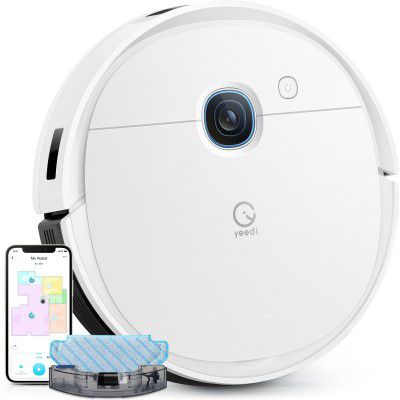 yeedi Vac 2 Robot Vacuum Cleaner with Mopping, 3000 Pa Suction Power with 3D Obstacle Avoidance, Smart Visual Mapping, Work with Alexa, 40 Watt White