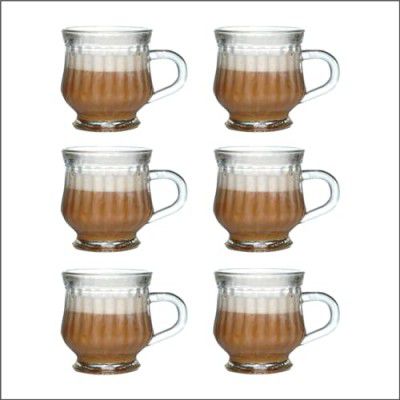 Yera 120ml Glass Tea Cup with Exquisite Design - Glass Cup with Design, Set of 6