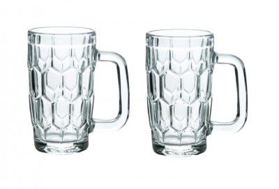 Yera Glass Beer Mug for Drinking Cocktail, Juice, Milkshake, Coke, Soda (325 ML); Pack of 2 - Auburn-BM12A