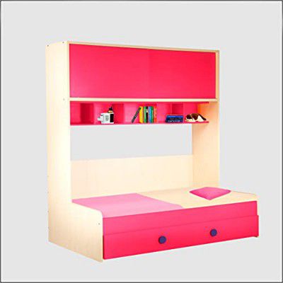 YiPi Optima Storage with Bottom Bed & Trundle Bed in Pink, Single (YP174TBOSP)