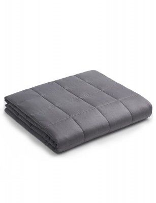 YnM Cotton Material Weighted Blanket Heavy Oeko-Tex Certified with Premium Glass Beads, Suit for One Person Use on Twin/Full Bed (Dark Grey, 48x72 12lbs)