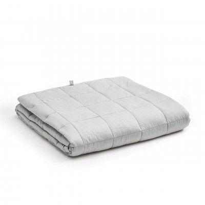 YnM Weighted Blanket (15 lbs, 48''x72'', Twin Size) for People Weigh Around 140lbs | 2.0 Cozy Heavy Blanket | 100% Oeko-Tex Certified Cotton Material Glass Beads, Light Grey