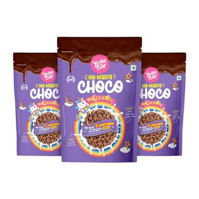 Yogabar Multigrain Moon & Star Chocos Cereal Breakfast, Zero Maida, Delicious Chocolate Chocos for Kids & Adults, Protein Food, 0 Added Preservatives, Has Jowar, Bajra, Ragi, Quinoa Oats, P3