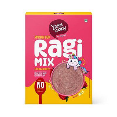 Yogabar Yogababy Sprouted Ragi Mix Strawberry, Healthy Porridge Mix For Infants, Calcium 250G