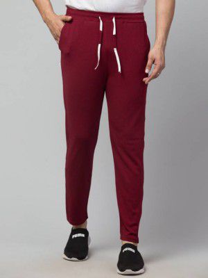 Yourker  Men Solid Maroon Track Pants