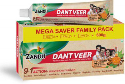 Zandu Dantveer, Indias 1st with Irimedadi oil, Fights 9 dental problems Toothpaste (600 g)