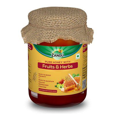 Zandu Pure Honey with Fruits & Herbs: Packed with the Goodness of Antioxidants to help Enhance your Immunity (Pack of 650 g)