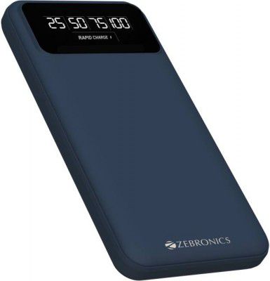 ZEBRONICS 10000 mAh 20 W Power Bank  (Blue, Lithium Polymer, Fast Charging for Mobile)