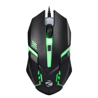 ZEBRONICS New Launch Uzi High Precision Wired Gaming Mouse with 4 Buttons, Rainbow LED Lights, DPI Switch with 800/1200/1600/2400 DPI, Plug & Play, 3 Million clicks, Lightweight Mouse