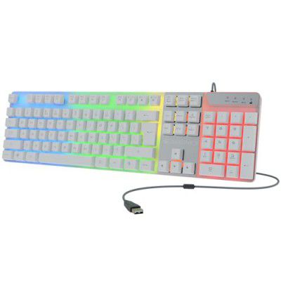 Zebronics War-K Gaming Keyboard with 104 Keys,Multi Color LED,1.8m Braided Cable (White)