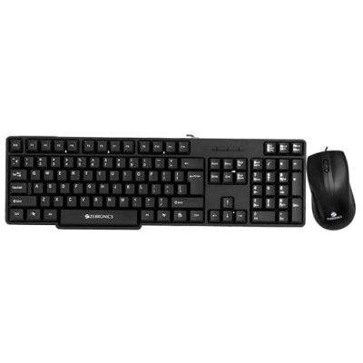 Zebronics Wired Keyboard and Mouse Combo with 104 Keys and a USB Mouse with 1200 DPI - JUDWAA 750