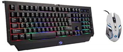 ZEBRONICS Zeb-Transformer K2 Gaming Keyboard, 104 Keys, Multicolor LED Laser Keycaps (Gold Plated USB Connector, Braided Cable) & Zeb-Transformer-M Optical USB Gaming Mouse with LED Effect(White)