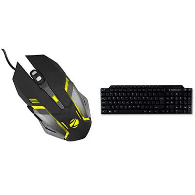 ZEBRONICS Zeb-Transformer-M Optical USB Gaming Mouse with LED Effect(Black) & ZEB-KM2100 Multimedia USB Keyboard Comes with 114 Keys Including 12 Dedicated Multimedia Keys & with Rupee Key