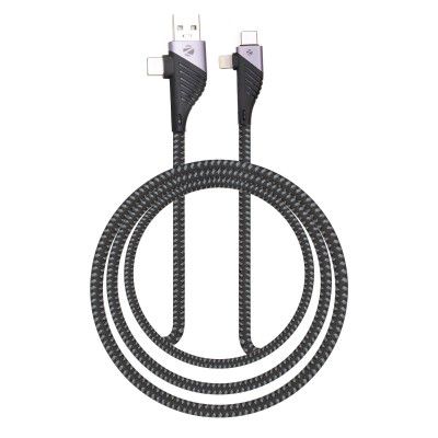 Zebronics Zeb-UCLC65B Quad 4 in 1 Fast Charging 65W cable 1m long cable (Black and Grey)