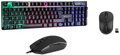 Zebronics Zeb-War Gaming Keyboard and Mouse Combo & Zeb-Dash Plus 2.4GHz High Precision Wireless Mouse with up to 1600 DPI, Power Saving Mode, Nano Receiver and Plug & Play Usage - USB