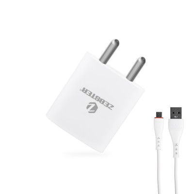 Zebster Z-A5211 Mobile USB Adaptor with Micro USB Cable with Output of 2.1A (White)