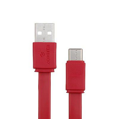 ZEBSTER Z-CC25 USB to Type C Cable, flat cable, supports upto 3A,Charge & Sync (Red)