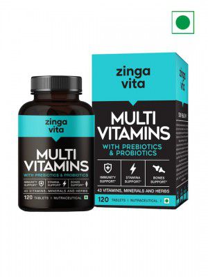 Zingavita Multivitamins with Probiotics & Prebiotics for Immunity Support - 120 Tablets