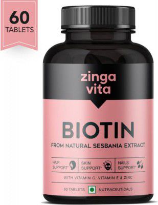 Zingavita Plant Based Biotin Tablets from Natural Sesbania Agati Leaf Extract  (60 Tablets)