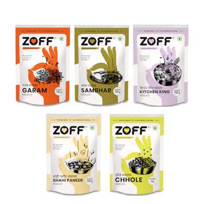 Zoff Curry Spices Combo - Veg | Garam Masala- 100 g | Sambhar Masala -100 g | Kitchen King -100 g |Shahi Paneer Masala -100 g |Chhole Masala - 50 g| Pack of 5 | - Total weight 450GM