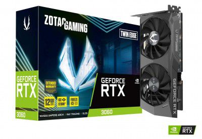 Zotac Gaming GeForce RTX 3060 Twin Edge GDDR6 12GB 192bit PCIe 3.0 with IceStorm 2.0 Cooling, 1777 Mhz Boost Clock & 5 Years Warranty (3 Years Warranty + 2 Years Extended Warranty)