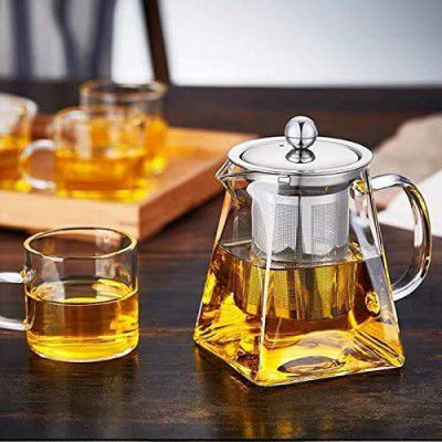 Heat Resistant Tea Mug | Wood Lid, Metal Infuser | Toned Glass