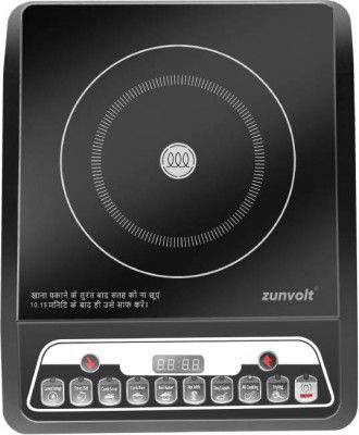 ZunVolt 2000W Unbreakable Glass Cooltouch Shockproof Induction Cooktop (Black, Push Button)